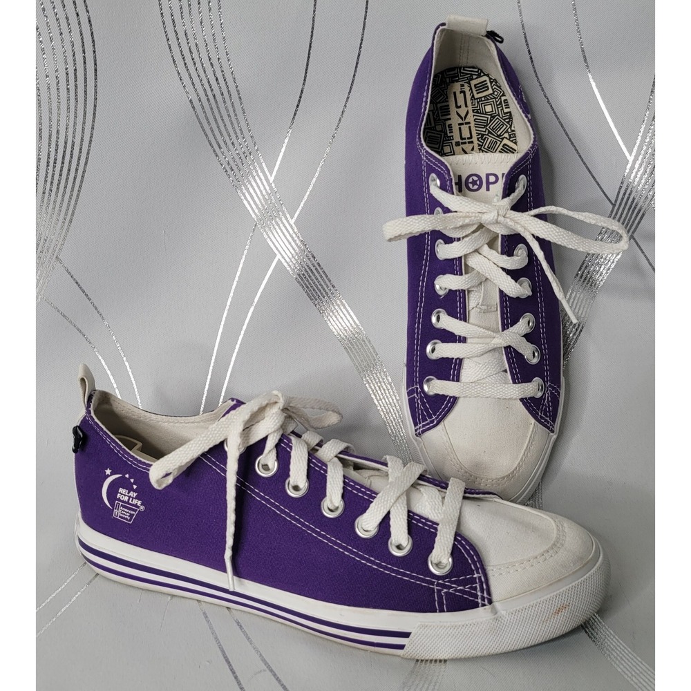 Purple White Relay For Life SKICKS‎ Low Top Men 8 Women 10 Shoes Sneakers Unisex